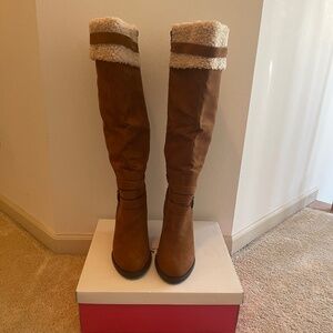 Ladies Cognac New Suede Boots